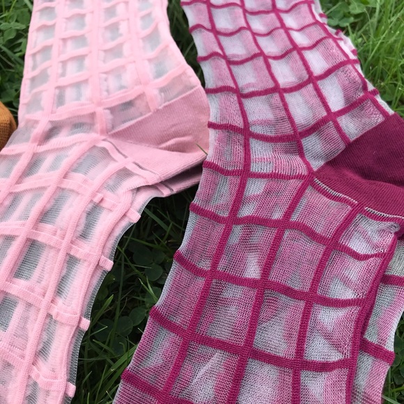 2 for $30 !!Grid socks women transparent cute - Picture 3 of 9
